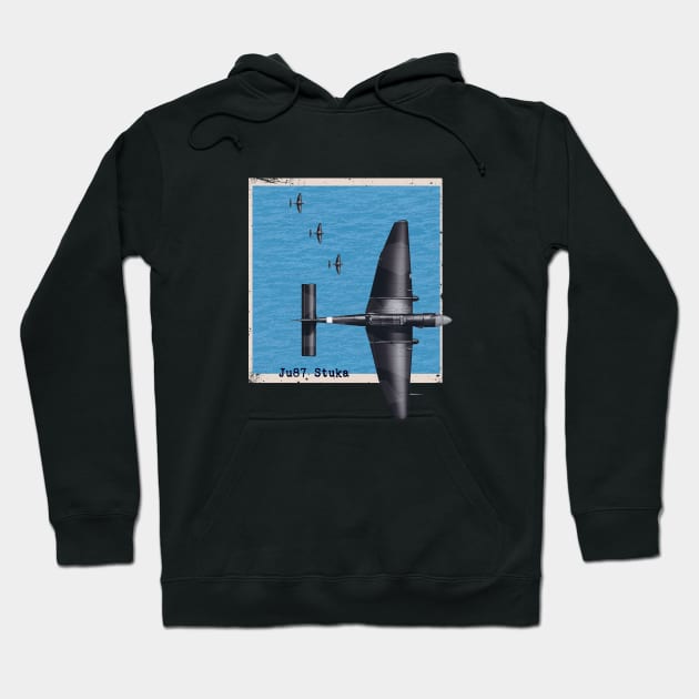 Ju87 Stuka WW2 bomber airplane over the ocean Hoodie by Jose Luiz Filho